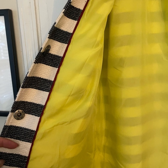 Target Merona Coat Blue and White Stripe With Yellow Liner - Picture 8 of 12